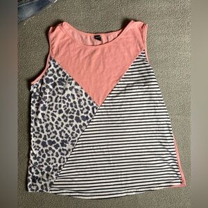 SHEIN Women’s XL Cheetah & Stripes Pink Tank Top- Maximalist